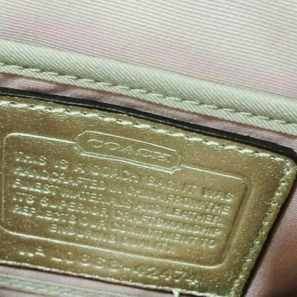 Coach Parker Gold Straw/Leather Trim Wrist